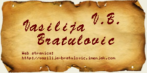 Vasilija Bratulović vizit kartica
